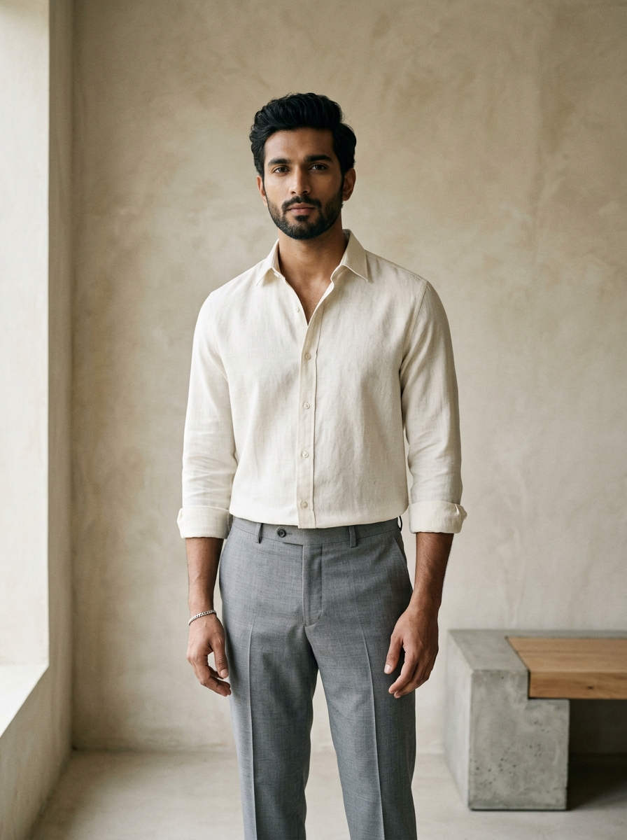 Relaxed Linen-Cotton Transit Shirt in Earthy Taupe