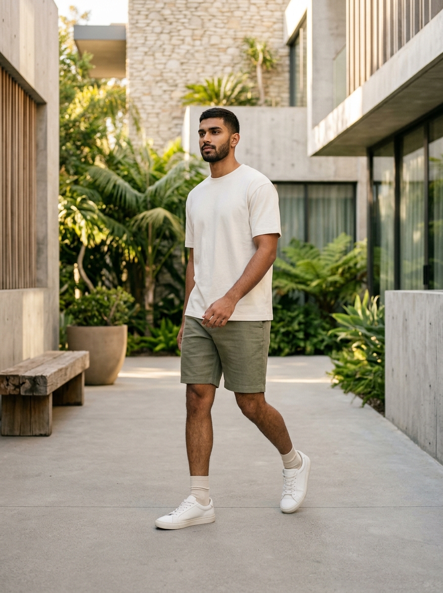 Heavyweight Loopback Lounge Shorts in Sage Olive