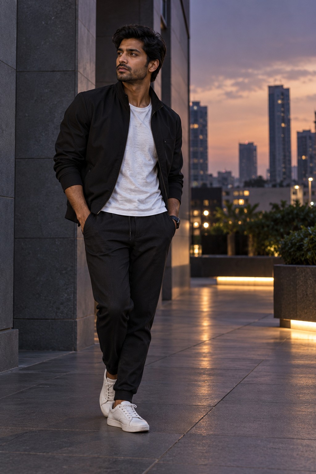 Double-Layer Heavy Cotton Work Jacket in Onyx Black