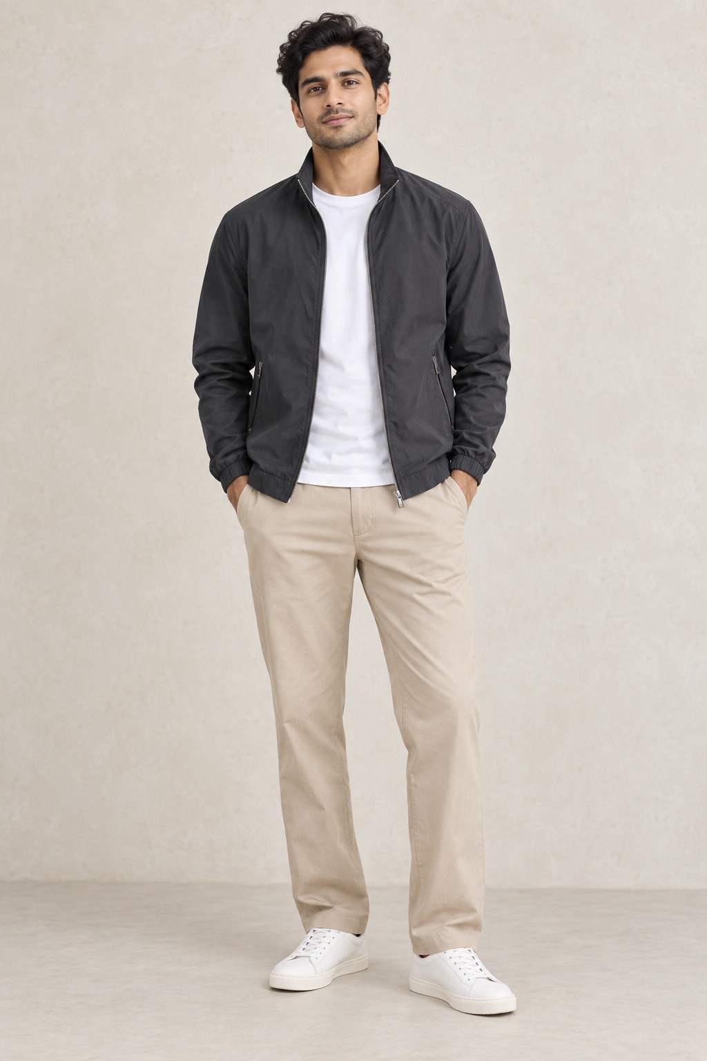 Architectural Zip Poplin Overshirt in Onyx Black