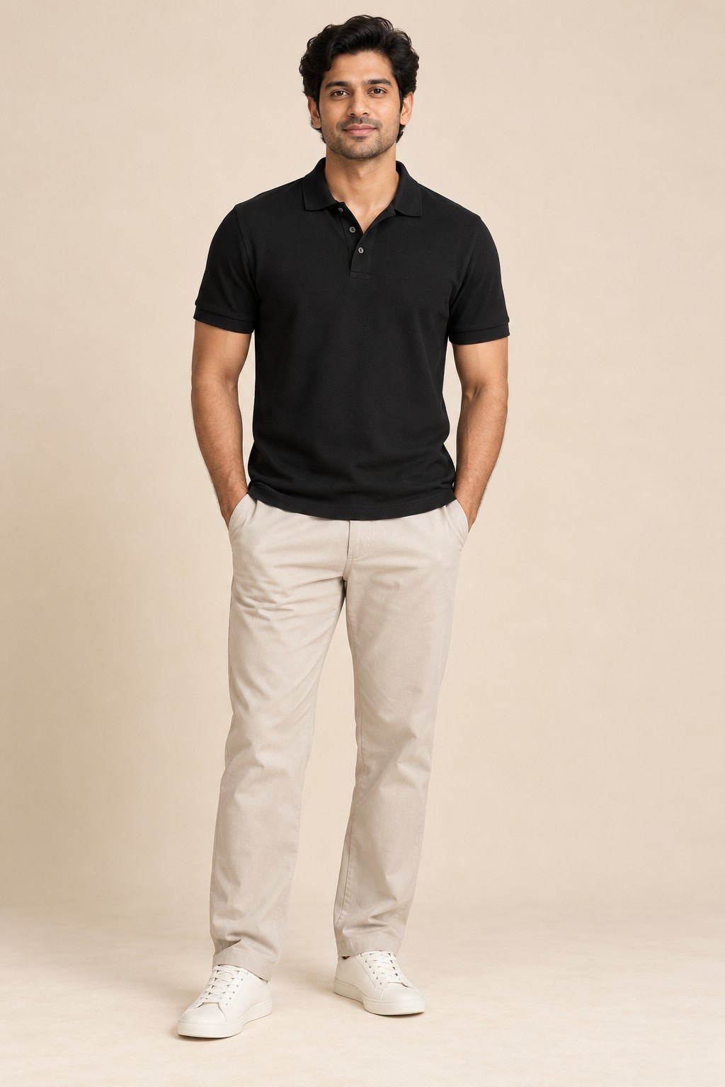 Classic Pique Knit Polo in Onyx Black