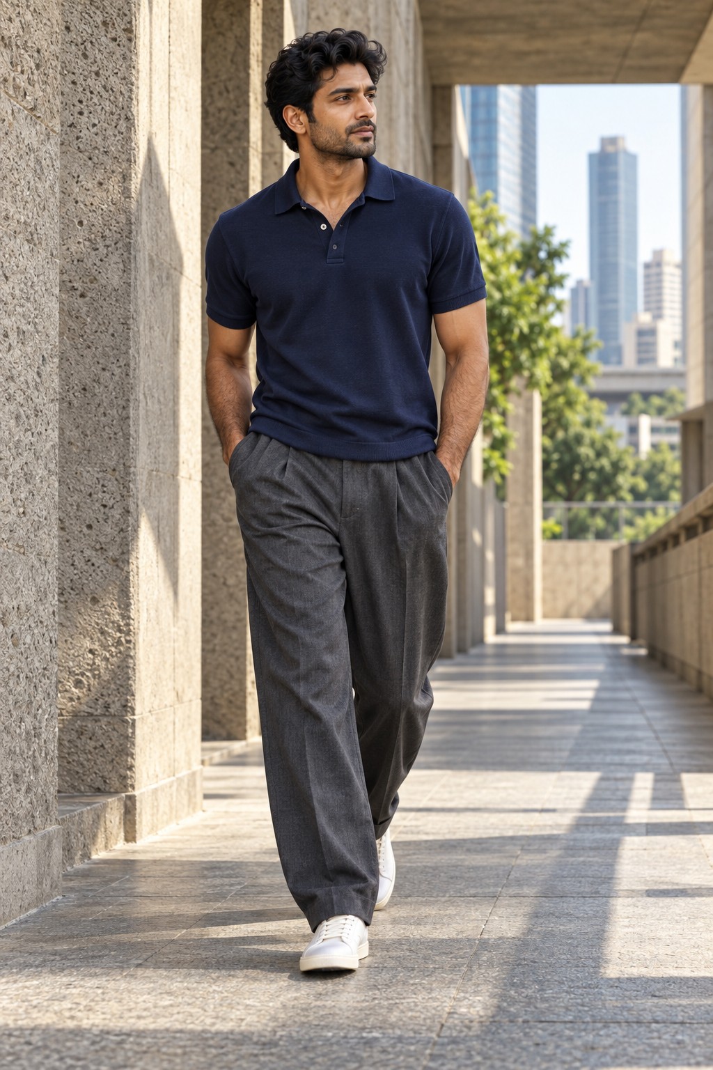 Supima Collar Ribbed Polo in Chalk White