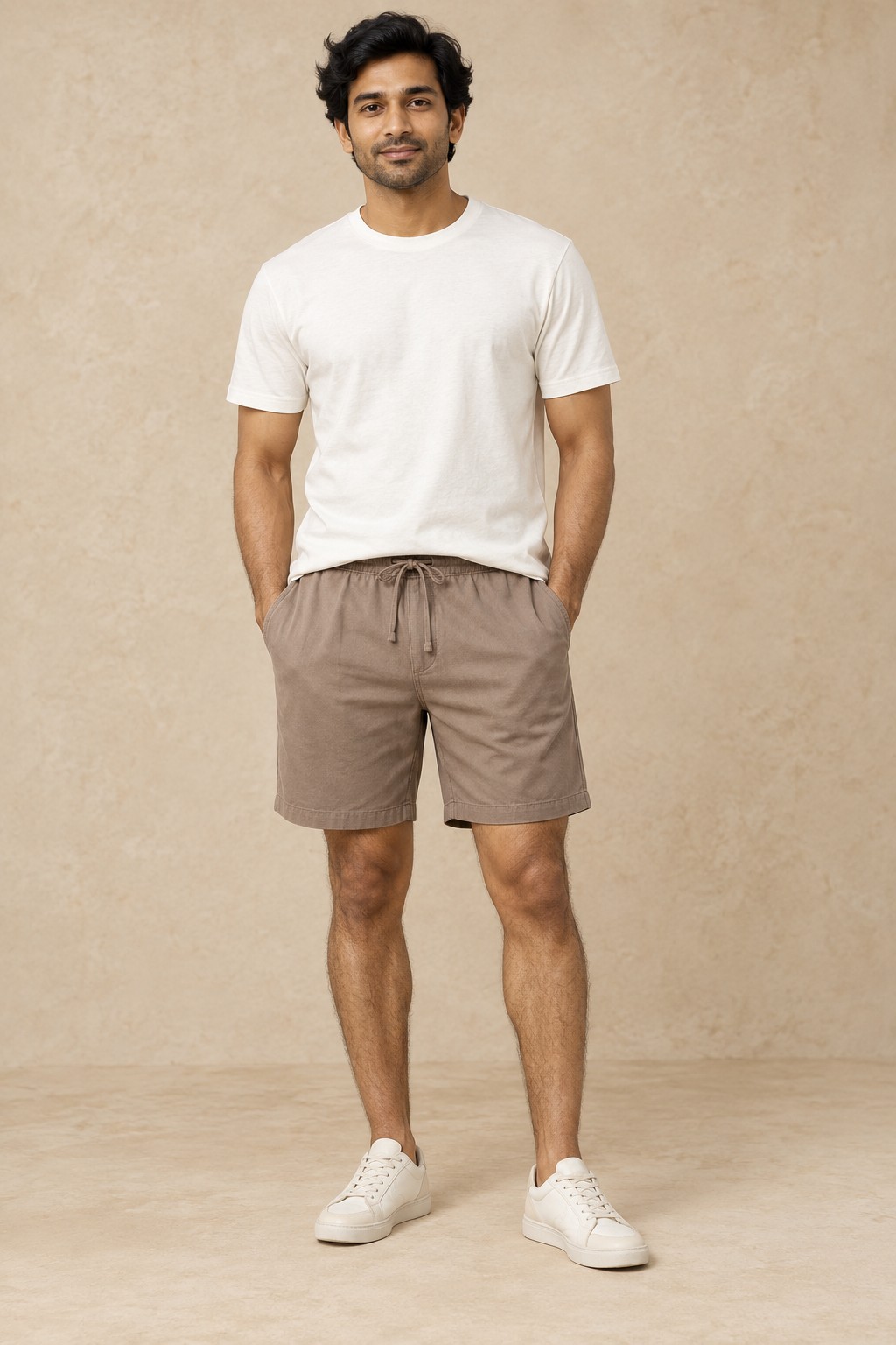 Minimalist Pleated Daily Shorts in Earthy Taupe