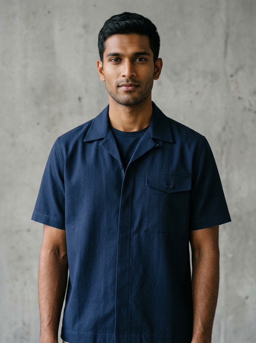 Crisp Oxford Button-Down Shirt in Deep Navy