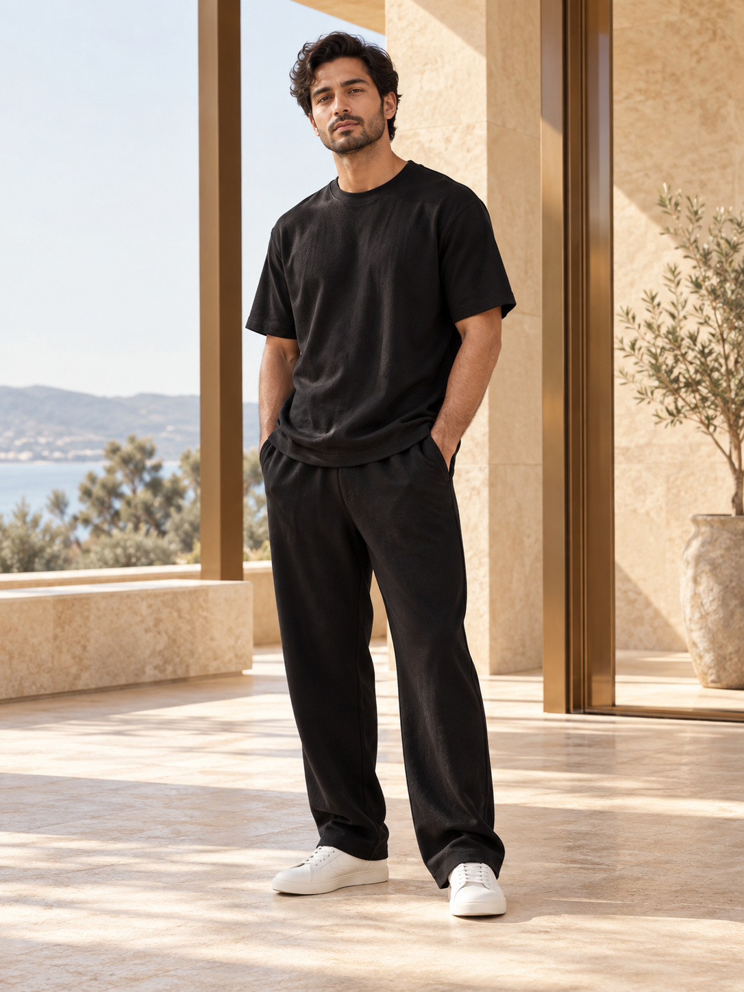 Linen Cotton Minimalist Co-ord in Onyx Black