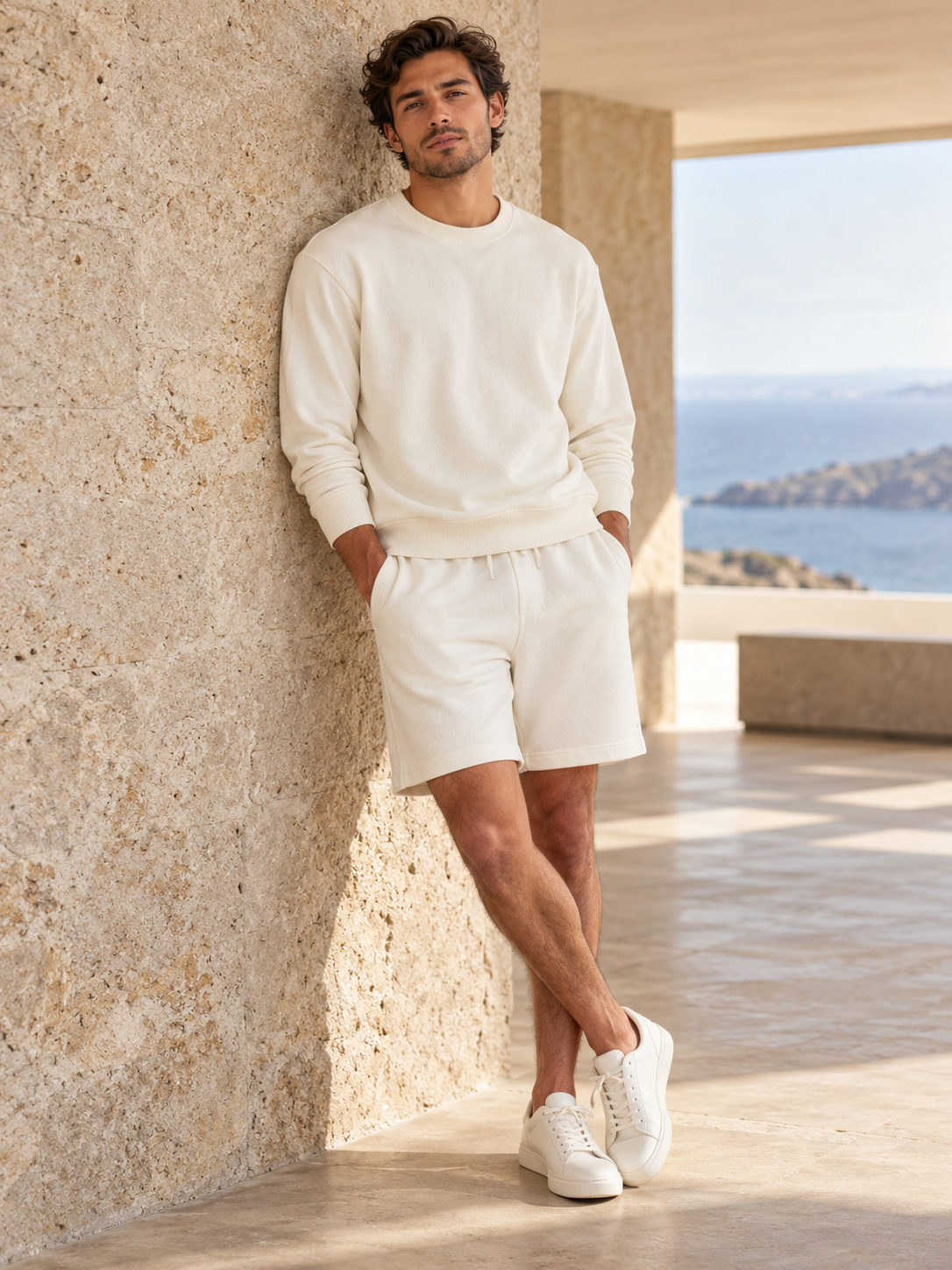 Rib Trim Urban Loungewear Set in Charcoal Grey