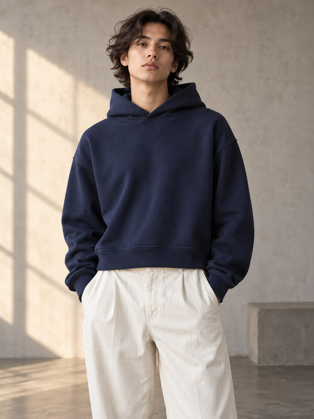 Dense Loopback Cropped Hoodie in Earthy Taupe