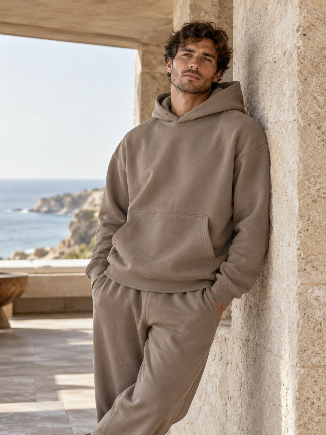 Oversized Thermal Lined Hoodie in Onyx Black