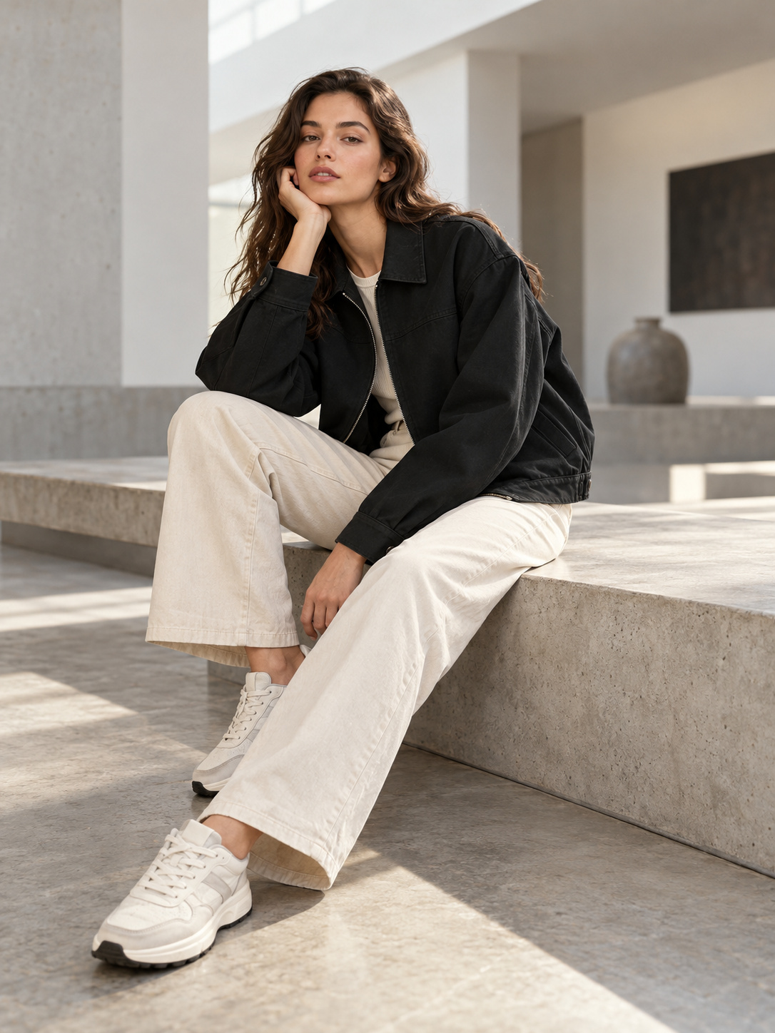 Clean Line Structured Urban Blouson in Onyx Black
