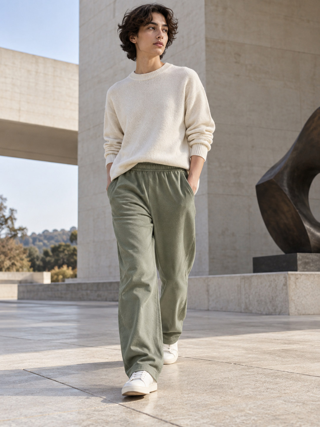 Garment Dyed Fleece Lounge Pant in Earthy Taupe