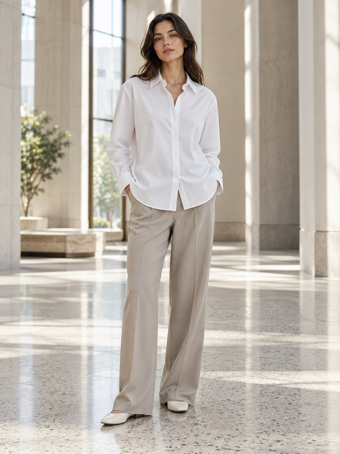 Japanese Cotton Minimalist Shirt in Chalk White