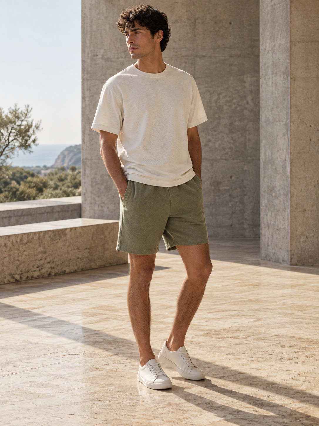 Double Knit Minimalist Shorts in Sage Olive