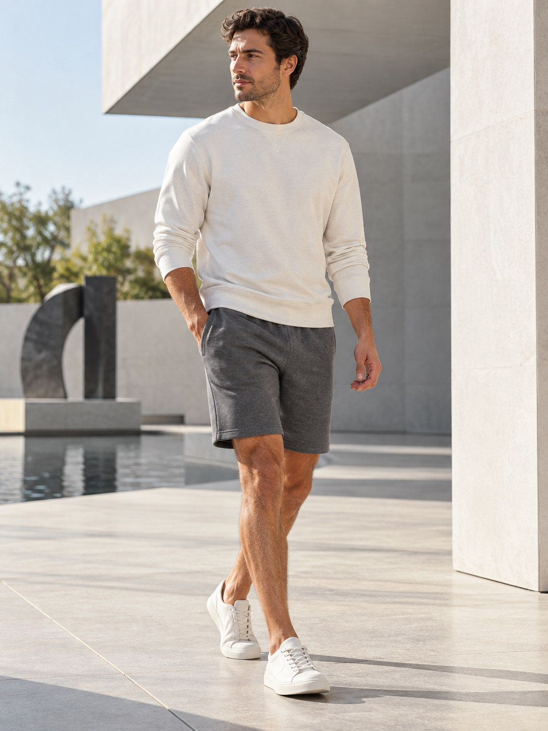 Minimalist Studio Sweatshorts in Charcoal Grey