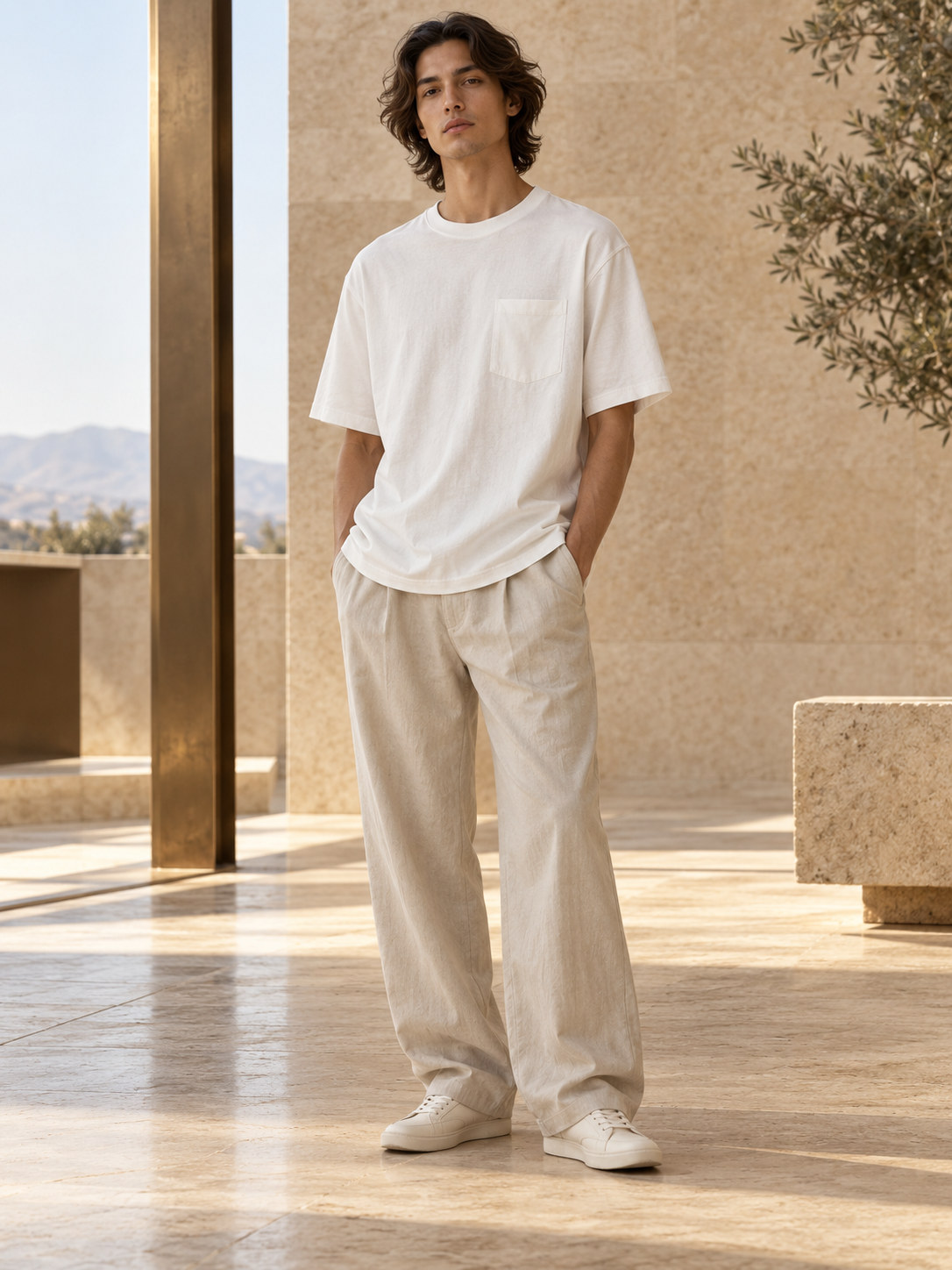Pima Pocket Slouch Tee in Deep Navy