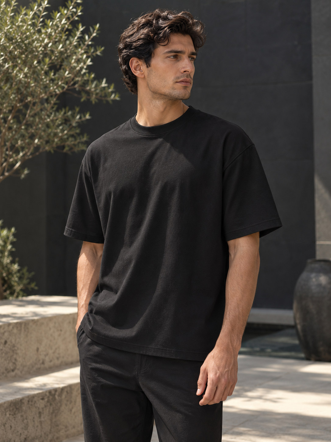 Clean Hem Everyday Boxy Tee in Onyx Black