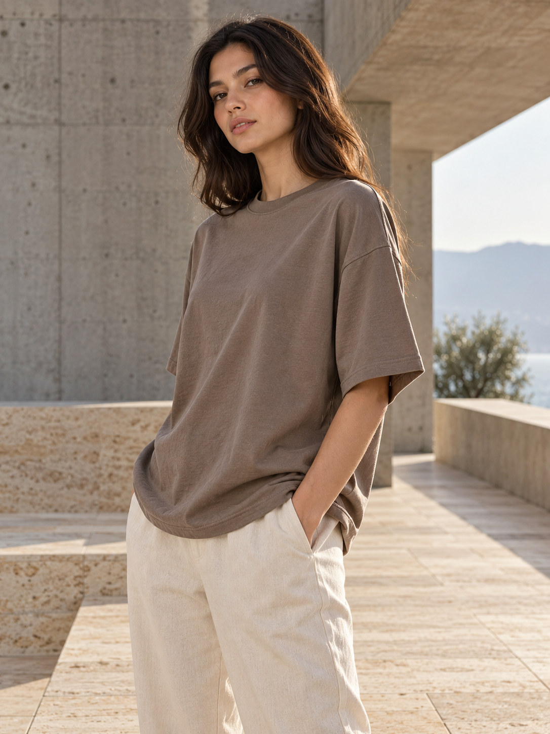 Garment Washed Earth Tee in Chalk White
