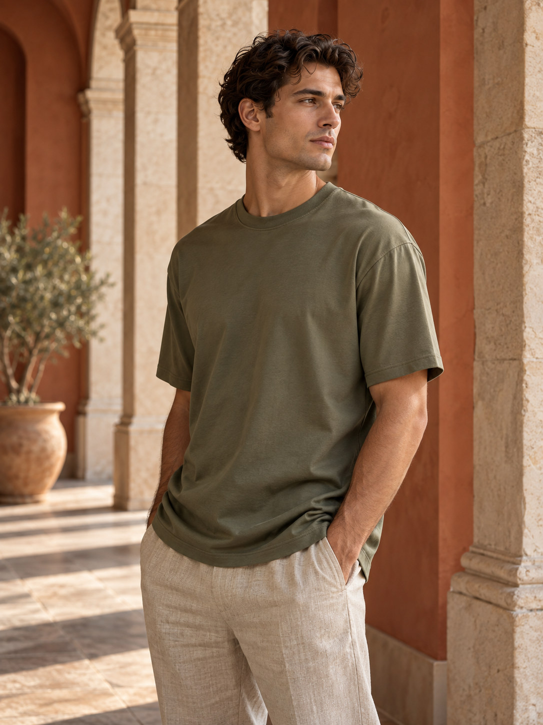 Double Mercerised Silk Finish Tee in Charcoal Grey