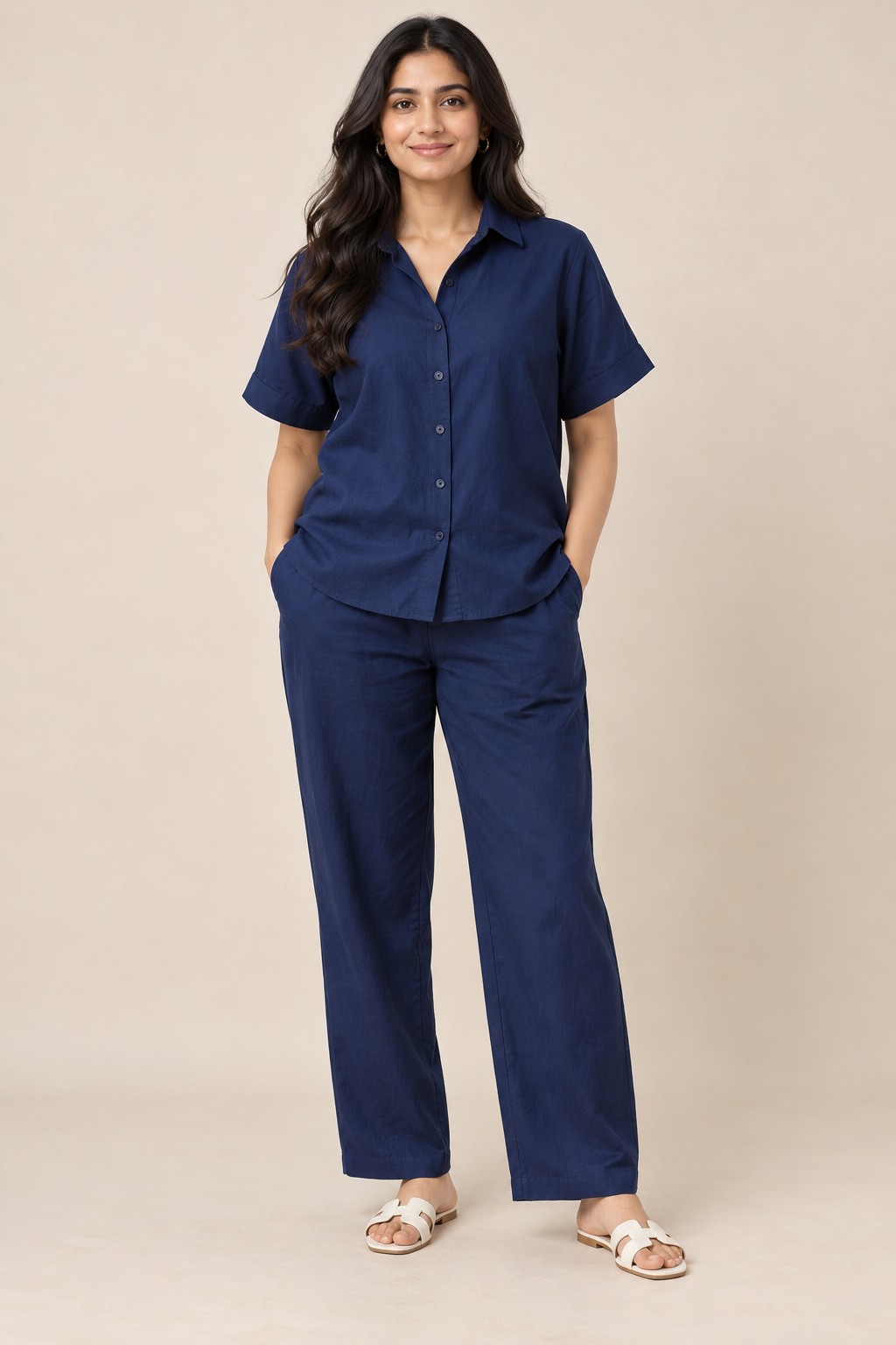 Chambray Relaxed Summer Set in Chalk White