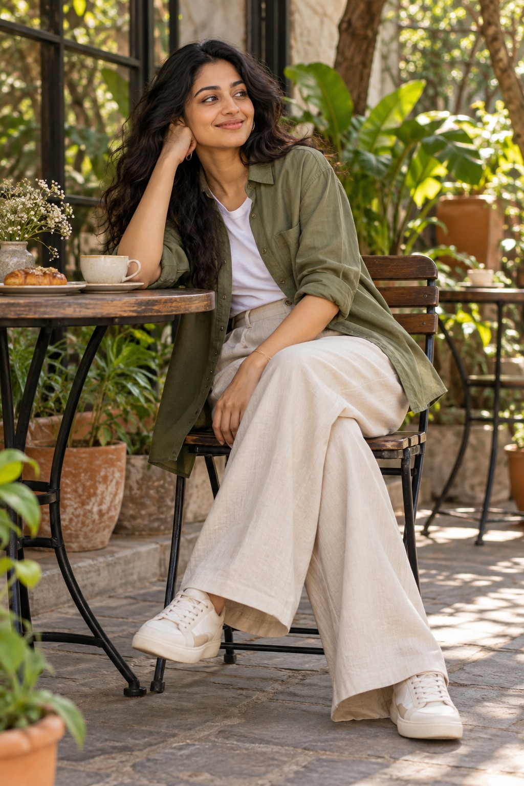 Architectural Boxy Utility Shirt in Sage Olive
