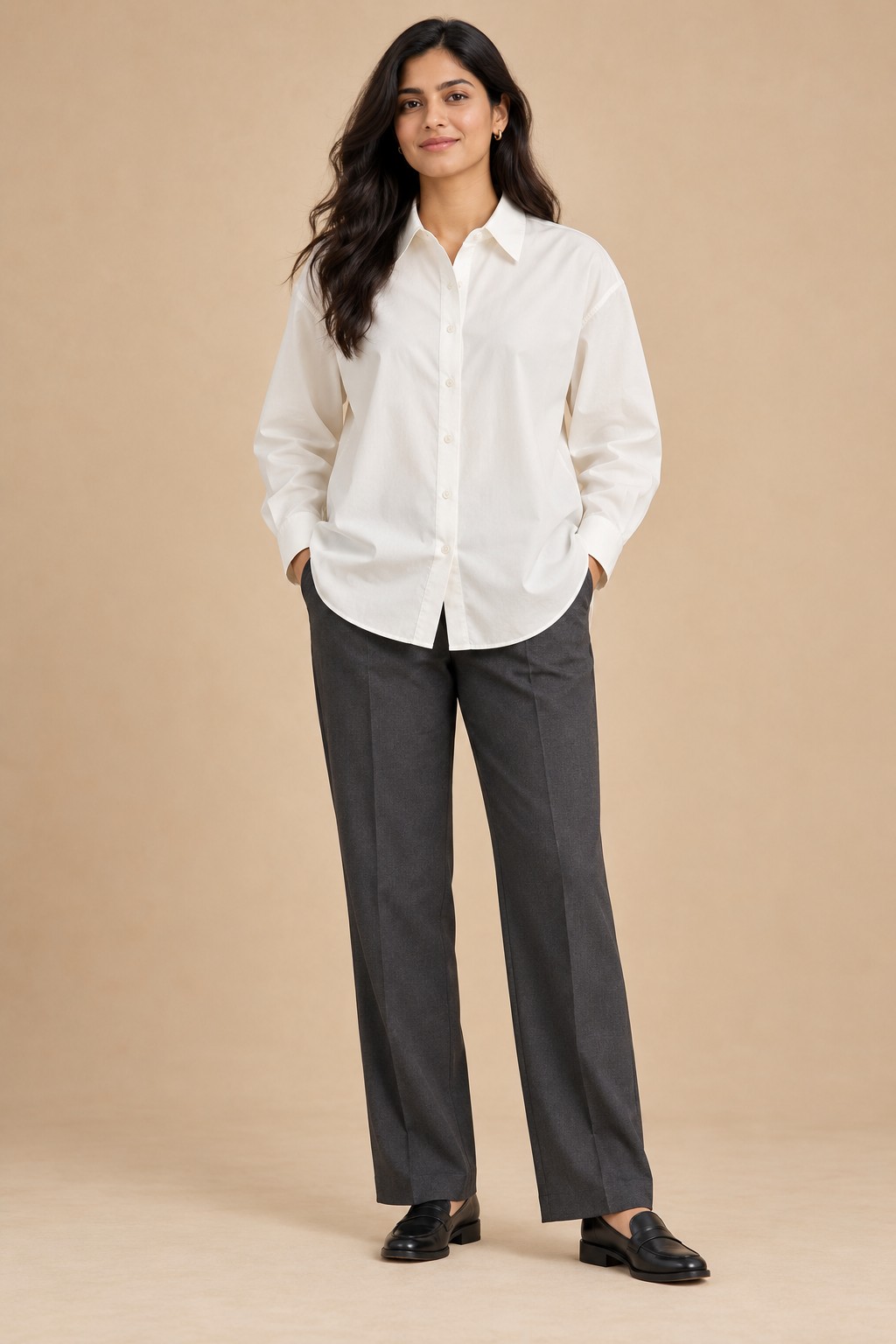 Double Pocket Workwear Overshirt in Chalk White