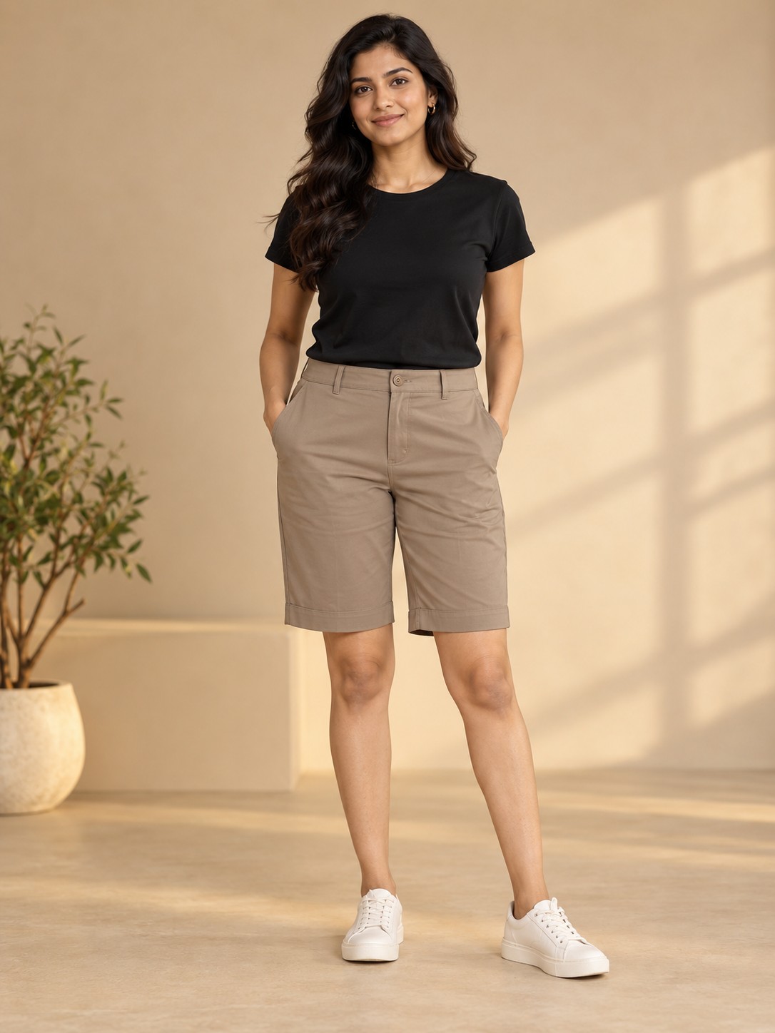 Utility Cargo Elasticated Shorts in Earthy Taupe